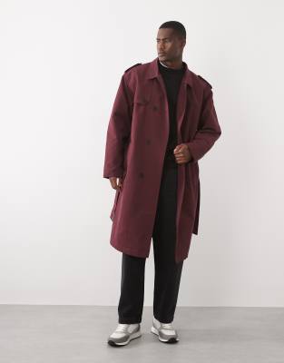 Asos Design Trench Coat In Red