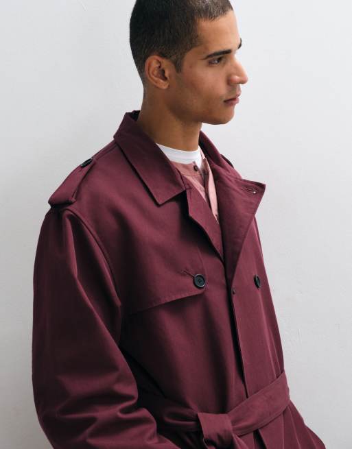 ASOS DESIGN trench coat in burgundy, 5 of 5