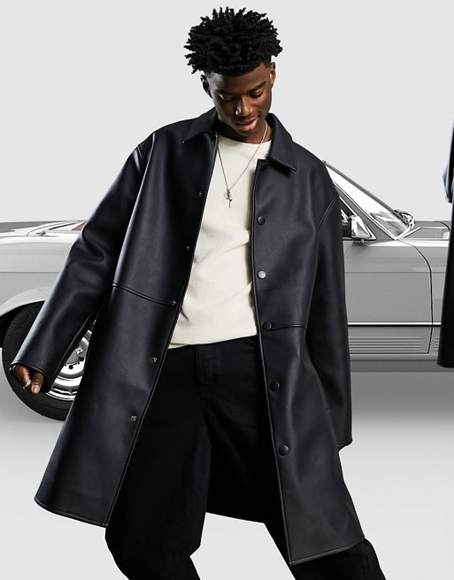 ASOS DESIGN heavyweight trench coat in faux leather