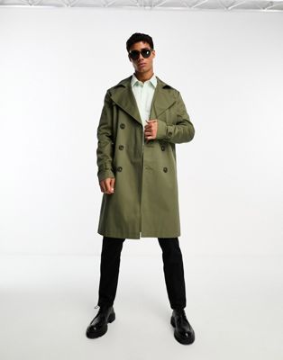 ASOS DESIGN trench coat in green | ASOS