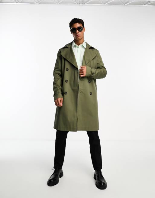 Asos green trench clearance coat