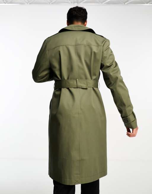 ASOS DESIGN trench coat in green