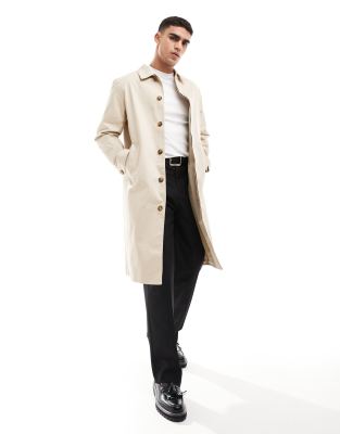 ASOS DESIGN trench coat in stone-Neutral