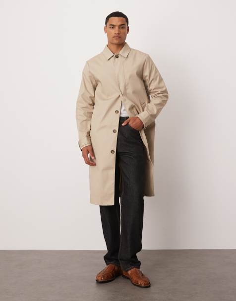 ASOS DESIGN trench coat in stone - view 1