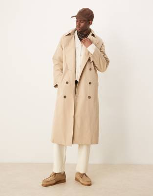 trench coat in stone-Neutral