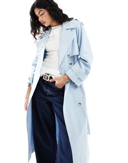 ASOS DESIGN - Trench-coat long en lin mélangé - Bleu, 2 de 4