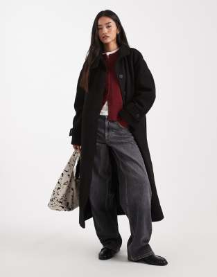 ASOS DESIGN - Trench-coat long et habillé à col cheminée - Noir