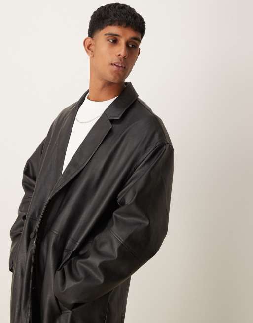ASOS DESIGN - Trench-coat oversize imitation cuir - Noir, 3 de 4