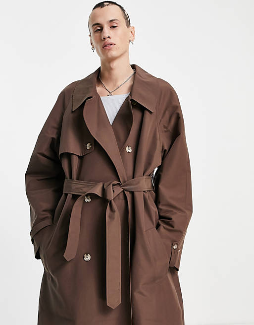 Trench-coat oversize en tissu technique froissé Asos Homme Vêtements Manteaux & Vestes Manteaux Trench-coats 