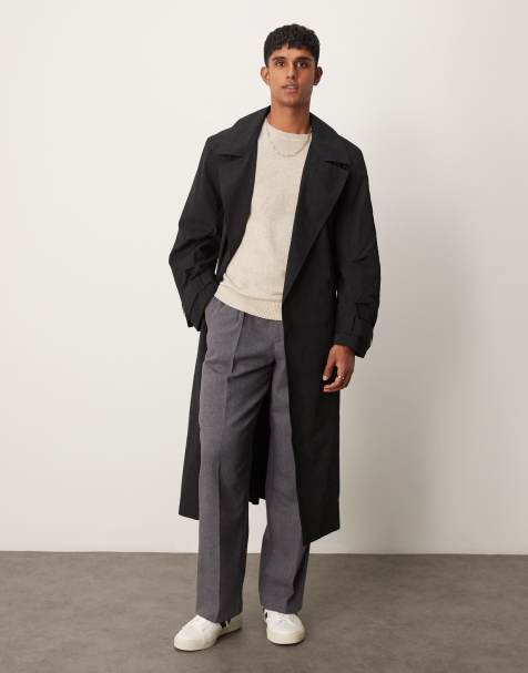 ASOS DESIGN trench coat with belt in black - view 1