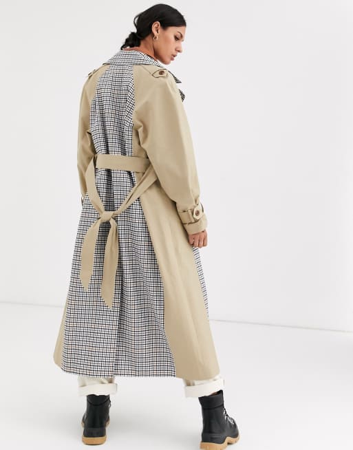 Asos design trench hot sale coat in red check