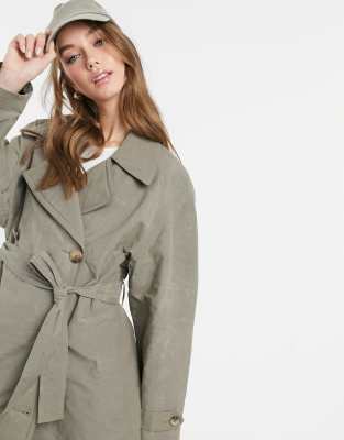 sage cotton trench coat