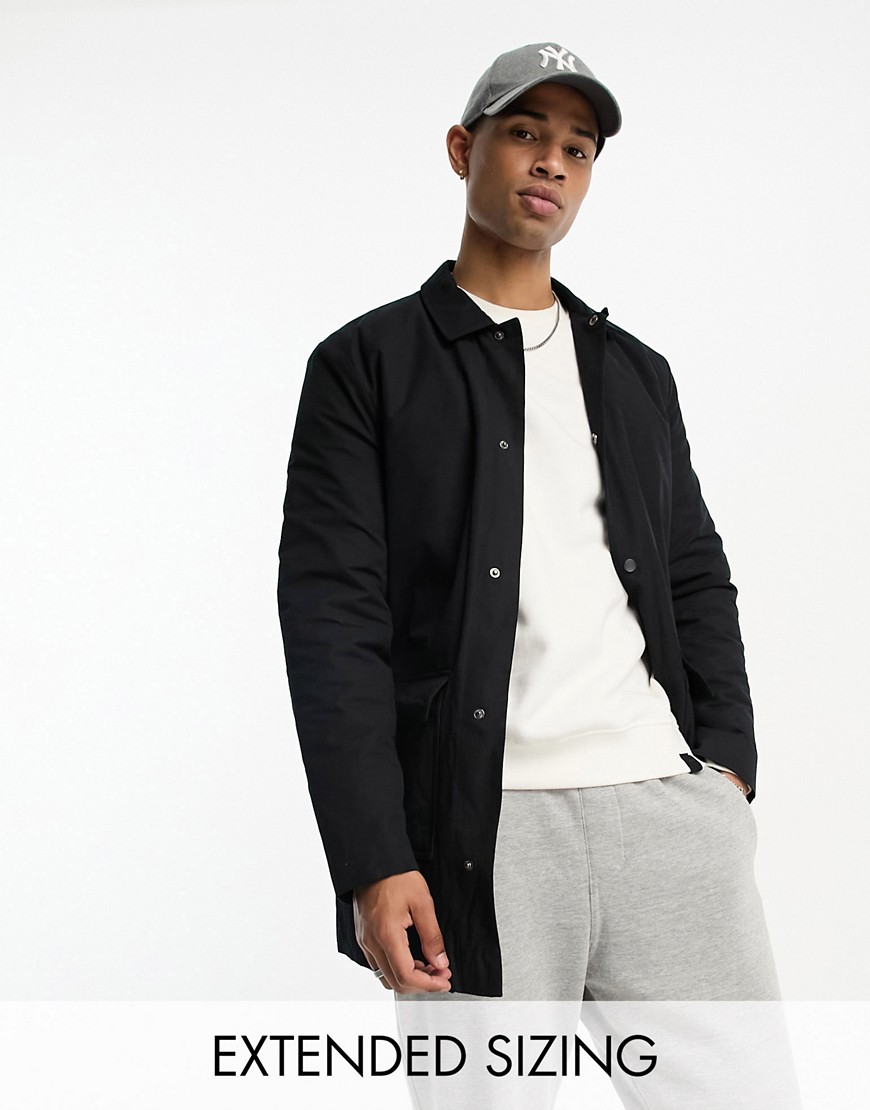 ASOS DESIGN trench coat with quilted lining in black