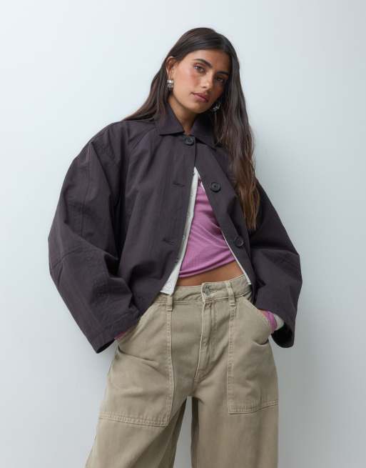 ASOS DESIGN - Trench corto color cioccolato con pieghe, 4 di 4