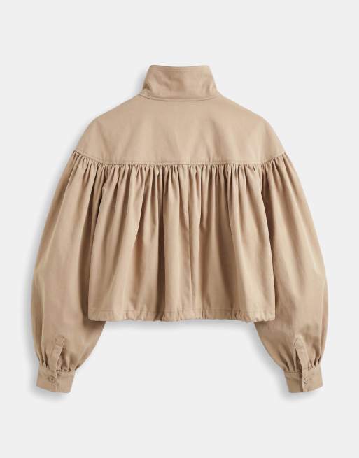 ASOS DESIGN - Trench court avec épaules froncées - Taupe, 8 de 9