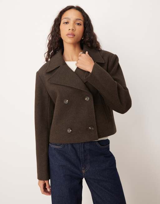 ASOS DESIGN - Trench elegante corto color cioccolato