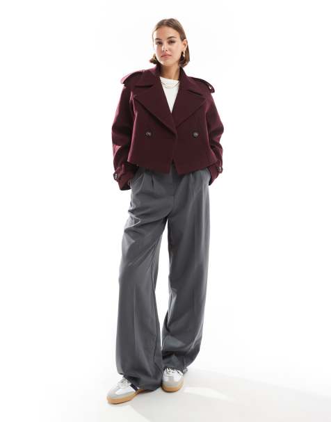 ASOS DESIGN - Trench elegante taglio corto bordeaux - view 1