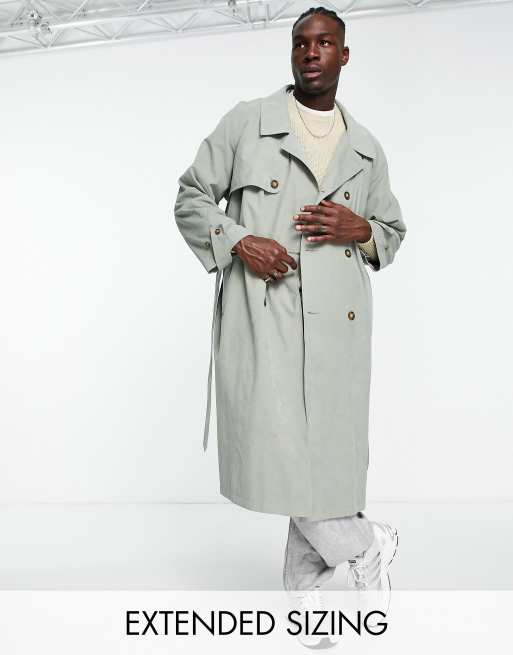 ASOS DESIGN - Trench impermeabile oversize color verde salvia