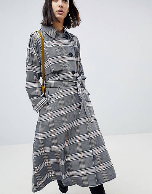 ASOS DESIGN Trench In Check
