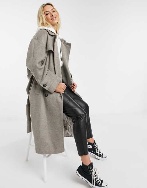 ASOS DESIGN - Trench in twill spazzolato grigio