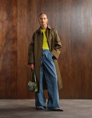 ASOS DESIGN - Trench long - Kaki-Marron