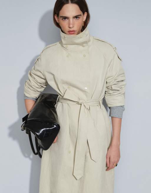 ASOS DESIGN trench lungo con collo a imbuto in stone, 4 di 4