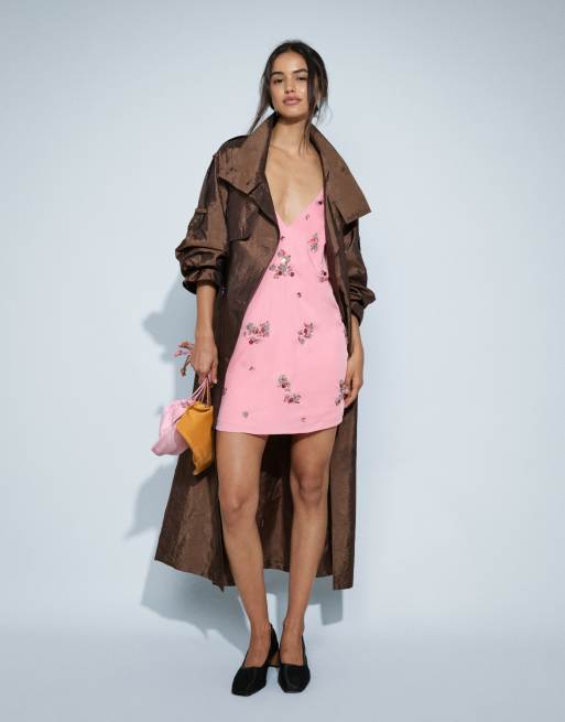 ASOS DESIGN trench lungo oversize con spalline in bronzo, 5 di 5