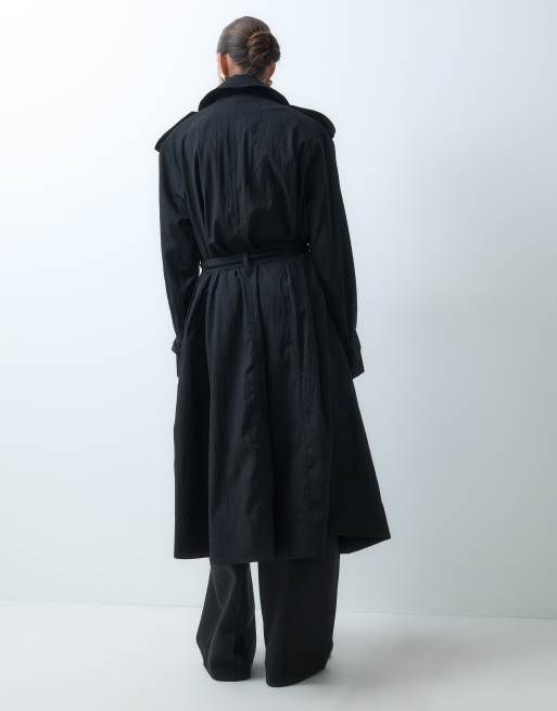 ASOS DESIGN trench lungo oversize nero, 2 di 4