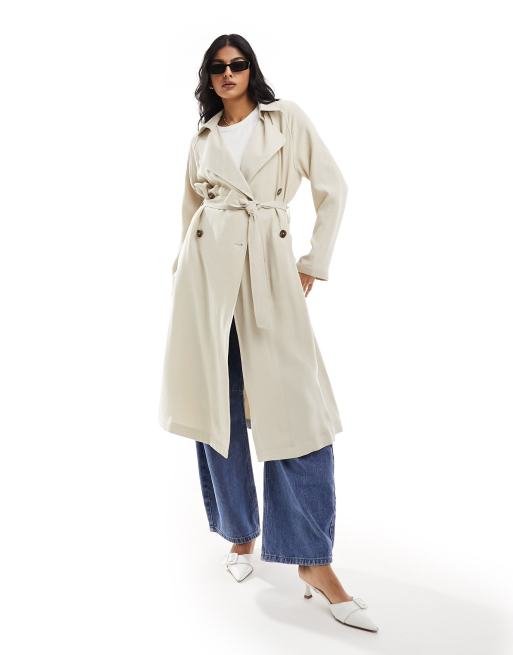 ASOS DESIGN - Trench midi morbido color pietra