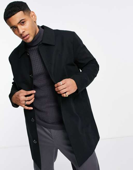 ASOS DESIGN - Trench monopetto impermeabile nero