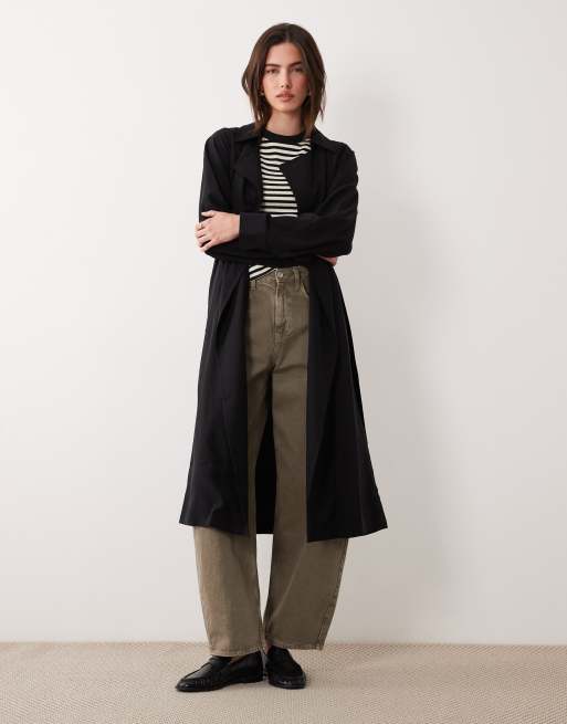 ASOS DESIGN - Trench morbido nero taglio lungo