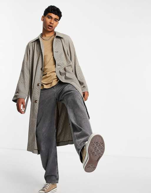 ASOS DESIGN - Trench oversize color pietra a quadri