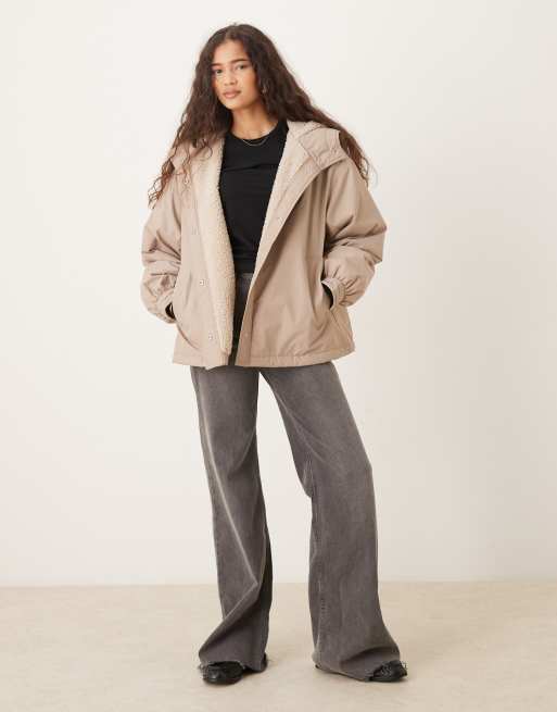 ASOS DESIGN - Trench oversize doublé de polaire - Grège, 3 de 4