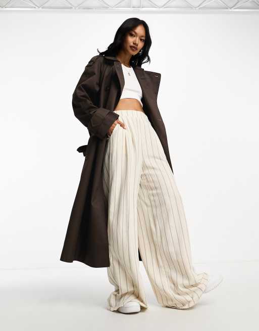 ASOS DESIGN - Trench taglio lungo color cioccolato