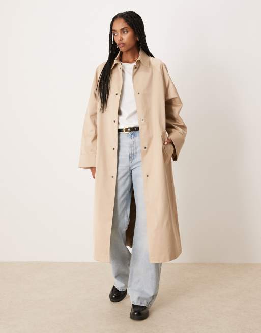ASOS DESIGN - Trench taglio lungo color pietra