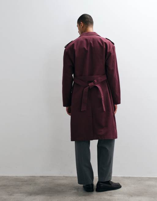 ASOS DESIGN trenchcoat in bordeauxrood, 4 van 5