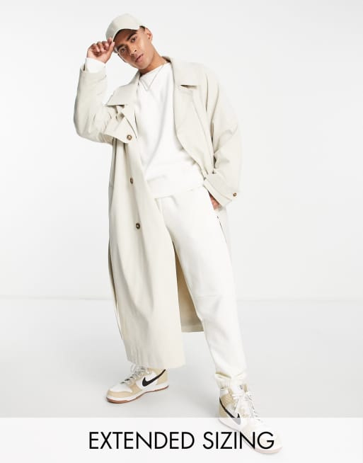 ASOS DESIGN – Trenchcoat in Stone mit extremem Oversize-Schnitt