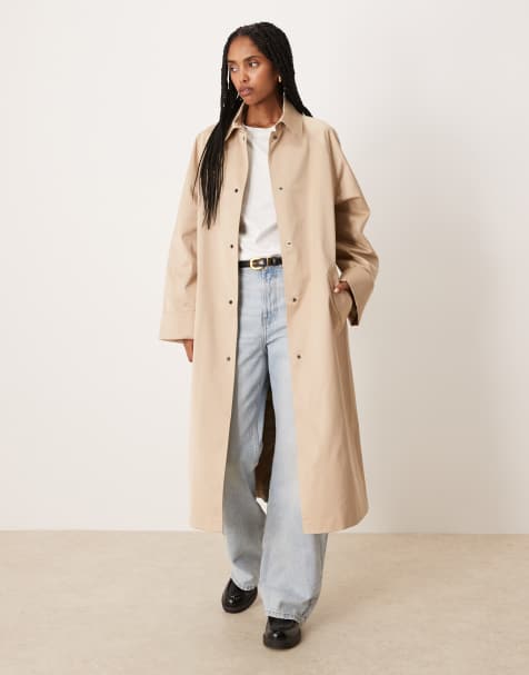 ASOS DESIGN - Trenchcoat met lange pasvorm in stone - view 1