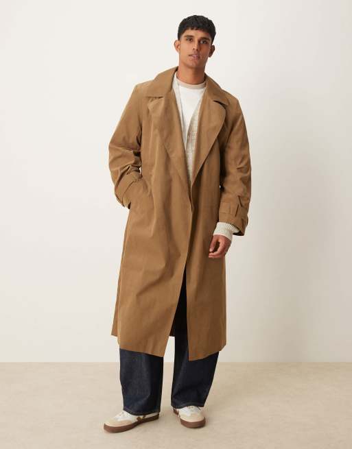 ASOS DESIGN - Trenchcoat met riem in camel