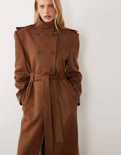 ASOS DESIGN - Trenchcoat van imitatiesuède met opstaande boord - view 1