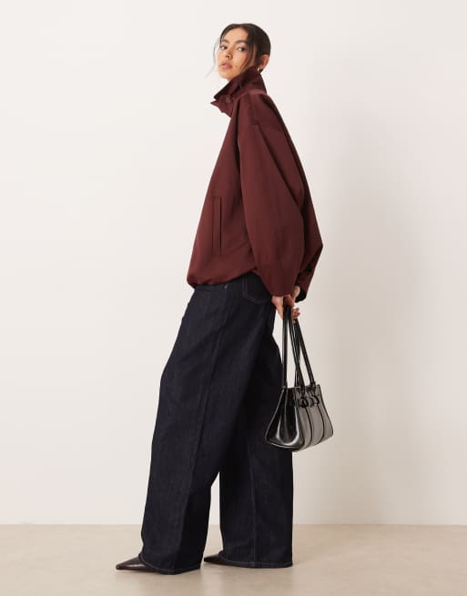 ASOS DESIGN – Trenchjacke in Pflaume mit Ballonsaum und Stehkragen, 2 von 4