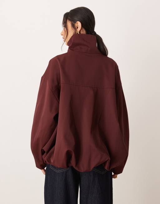 ASOS DESIGN – Trenchjacke in Pflaume mit Ballonsaum und Stehkragen, 3 von 4