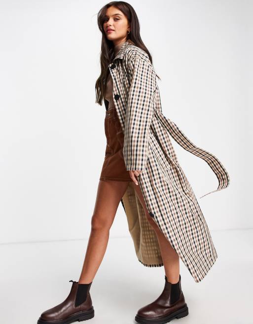 ASOS DESIGN – Trencz o fasonie boyfriend w kratkę 