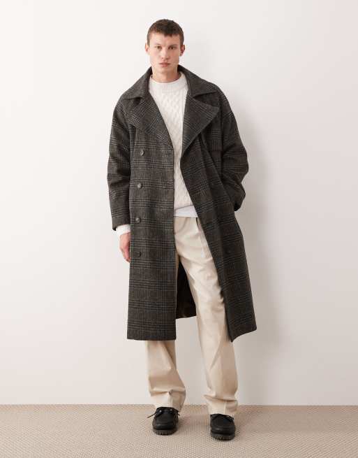 ASOS DESIGN – Trencz o wełnianym wyglądzie w szarą kratkę, 2 z 5