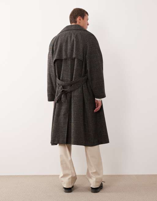 ASOS DESIGN – Trencz o wełnianym wyglądzie w szarą kratkę, 3 z 5