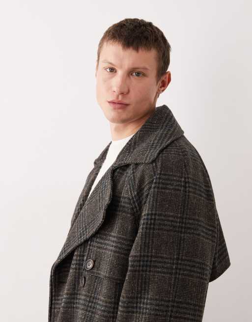 ASOS DESIGN – Trencz o wełnianym wyglądzie w szarą kratkę, 4 z 5