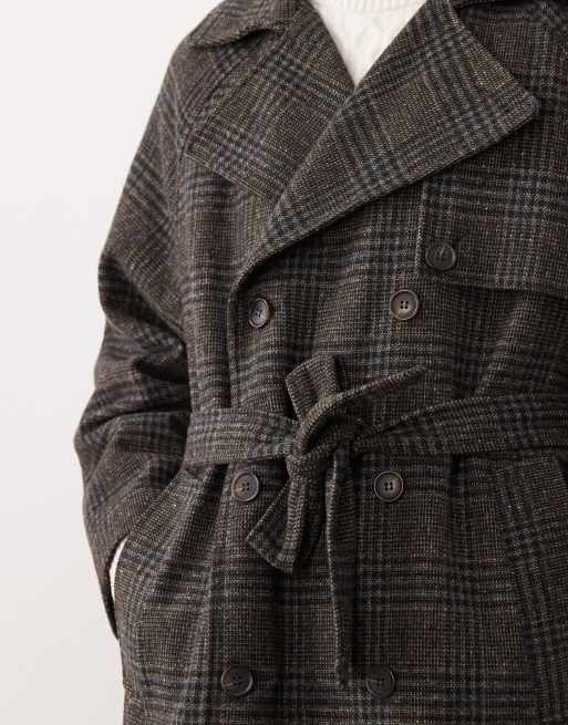 ASOS DESIGN – Trencz o wełnianym wyglądzie w szarą kratkę, 5 z 5