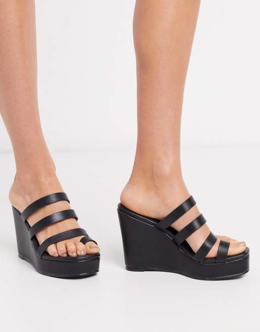 ASOS DESIGN Trial Sandales compens es avec boucle au bout Noir