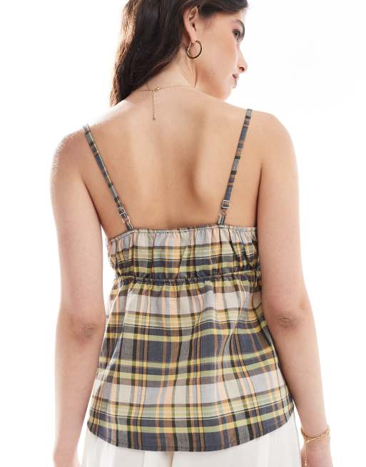 ASOS DESIGN triangle cami top in plaid | ASOS
