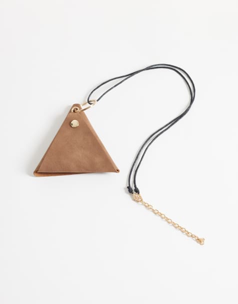ASOS DESIGN triangle charm pouch in tan - view 1